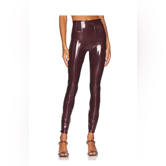 Spanx Faux Patent Leather Leggings Ruby BNWT Small Petite - Picture 2 of 9